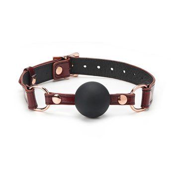 Силіконовий кляп для BDSM Liebe Seele Wine Red Ball Gag з ременем із натуральної шкіри SO9450 фото