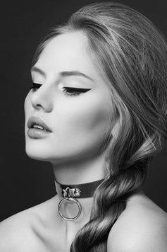 Чокер Bijoux Pour Toi FETISH Black с металлическим кольцом и креплением для поводка, экокожа SO1879 фото