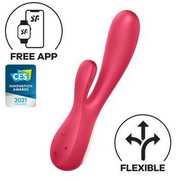Смарт вібратор-кролик Satisfyer Mono Flex Red з керуванням через інтернет та 2 моторами SO3900 фото