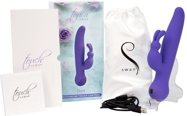 Вібратор-кролик Swan з сенсорним керуванням і ротацією Duo Purple для глибокої стимуляції SO2729 фото