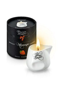 Масажна свічка Plaisirs Secrets Strawberry у подарунковій упаковці, керамічний посуд SO1848 фото