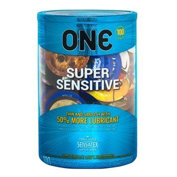 Набор презервативов ONE Super Sensitive с дополнительной смазкой, гладкие, 100 шт, упаковка-тубус SX0733 фото