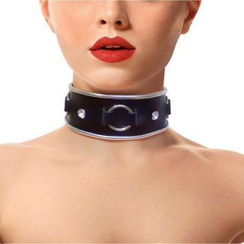 Ошейник Art of Sex Collar Ring из натуральной кожи со стразами и кольцом для BDSM и ролевых игр SO5179 фото