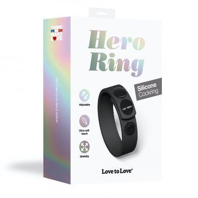 Ерекційне кільце на кнопках Love To Love HERO RING чорний онікс без вібрації, регульоване для чоловіків SO5089 фото