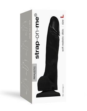 Реалістичний фалоімітатор Strap-On-Me SOFT REALISTIC DILDO Black для анального та вагінального проникнення (Size L) SO4523 фото