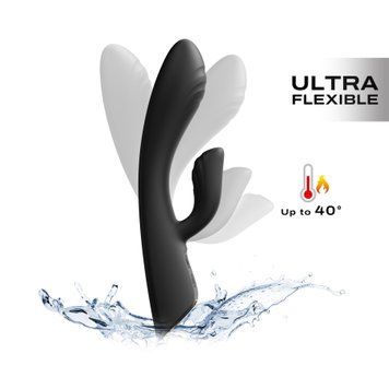 Вибратор-кролик с подогревом Dorcel FLEXI RABBIT BLACK с гибким стволом для стимуляции клитора и точки G SO6816 фото