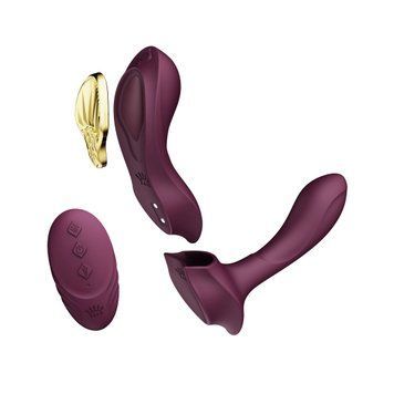 смарт-вибратор в трусики Zalo AYA Velvet Purple с насадкой и пультом ДУ для внутренней и клиторальной стимуляции SO6648 фото