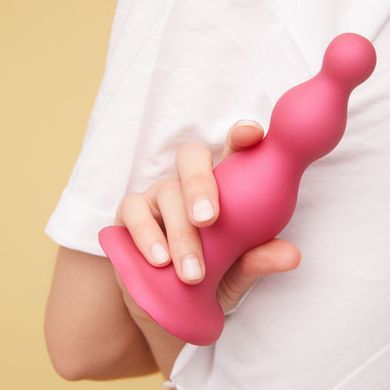 Насадка для страпона Strap-On-Me Dildo Plug Beads Metallic XXL з трьома намистинами SO8990 фото